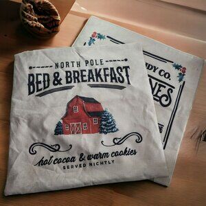 Holiday Pillowcases Winter Burlap Christmas 17 Inch Square Candy Cane North Pole